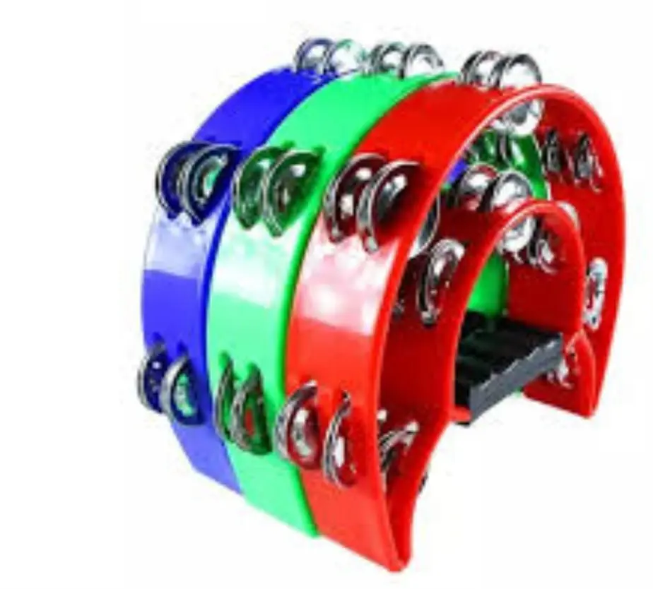 Metal Jingles Double Row Tambourine Hand Bell Drum for Adults