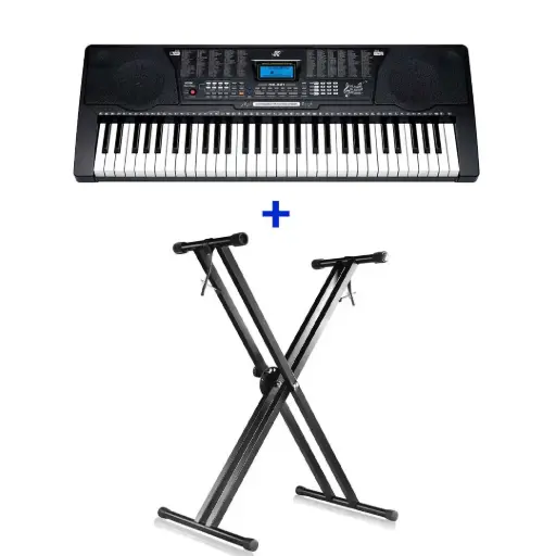 MK-821 Professional 61-Key Electronic Keyboard Bundle with Adjustable Stand